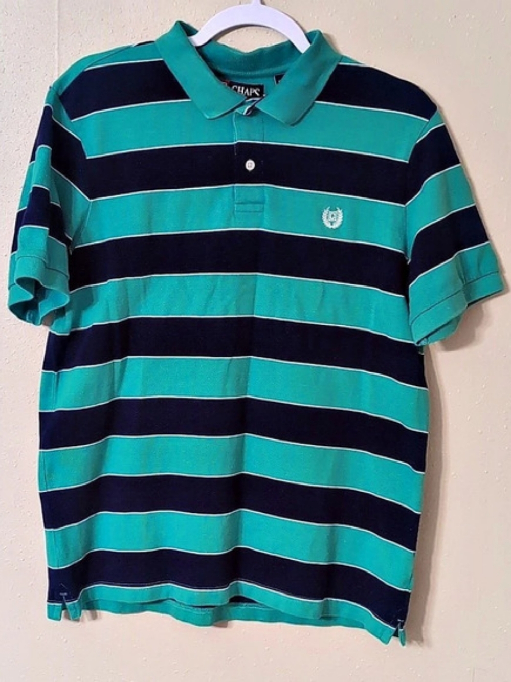 CHAPS Striped Polo in Green & Blue